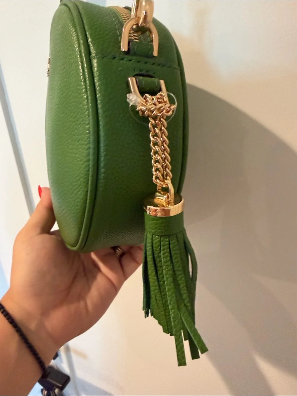 Michael Kors True Green Canteen Leather Crossbody with Tassel
